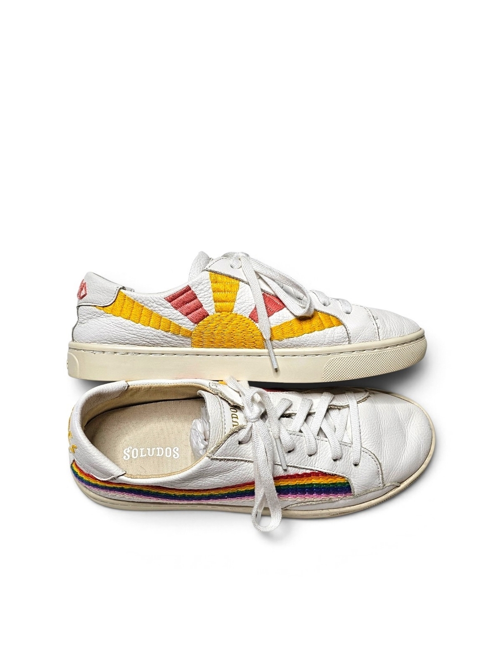 Soludos Ibiza 'Good Times' Rainbow Wave & Sun Embroidered Sneakers Size 7.5
